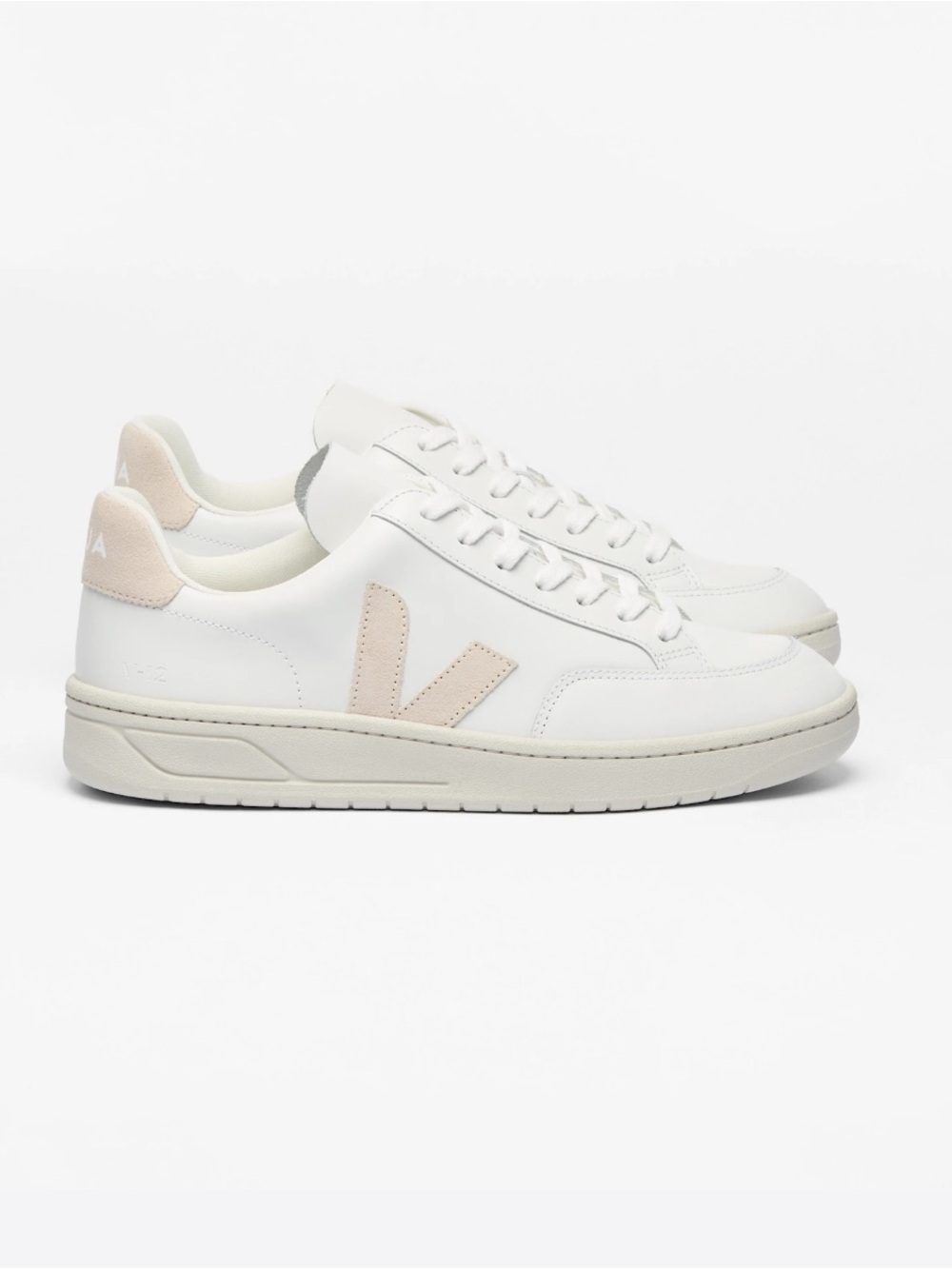 Veja V-12 Leather White Sable Sneakers - Women's Low-Top Sneakers